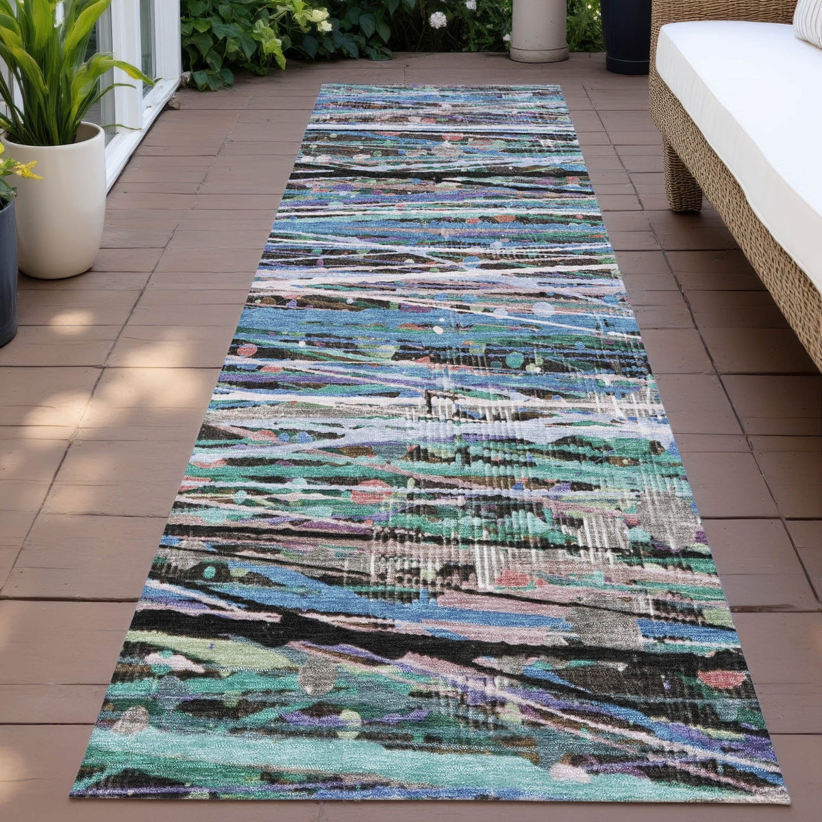 Addison Chantille ACN2125 Stripes Machine Made Transitional Blue Rug