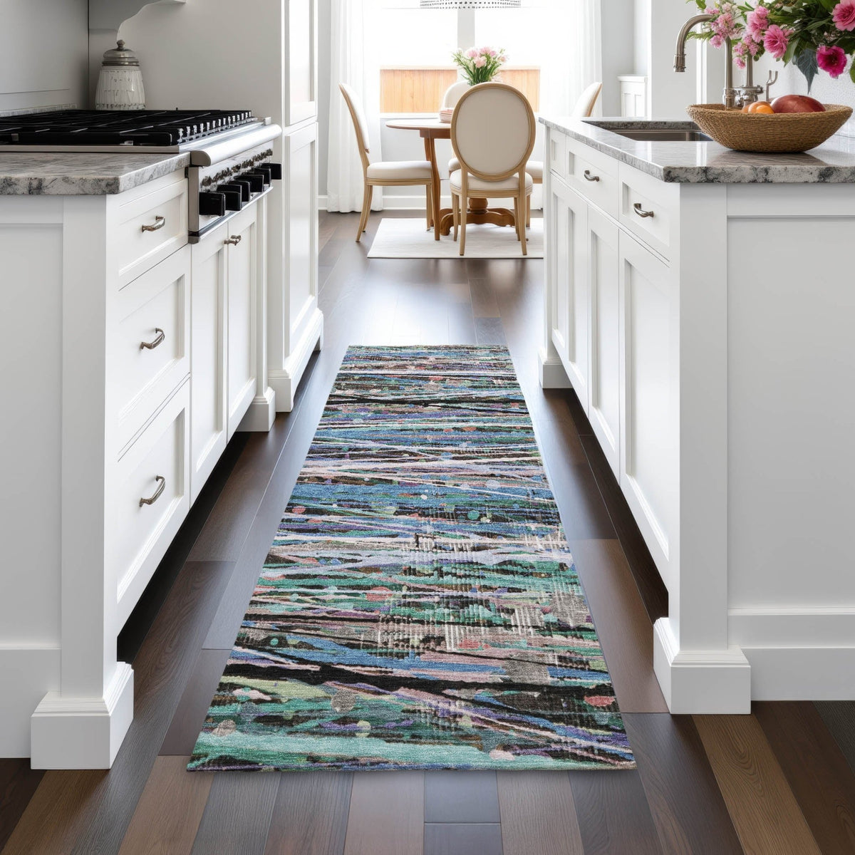Addison Chantille ACN2125 Stripes Machine Made Transitional Blue Rug