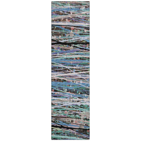 Addison Chantille ACN2125 Stripes Machine Made Transitional Blue Rug