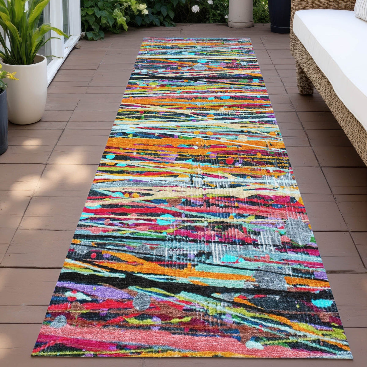 Addison Chantille ACN2125 Stripes Machine Made Transitional Orange Rug