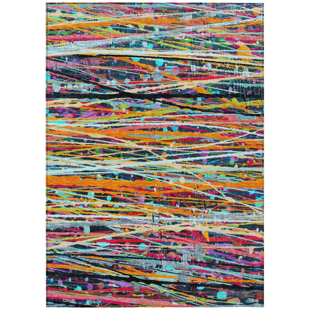Addison Chantille ACN2125 Stripes Machine Made Transitional Orange Rug