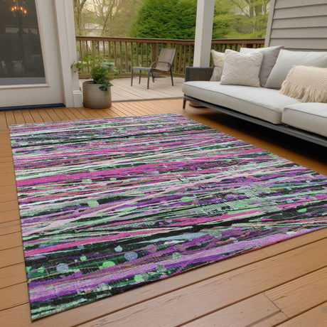 Addison Chantille ACN2125 Stripes Machine Made Transitional Pink Rug