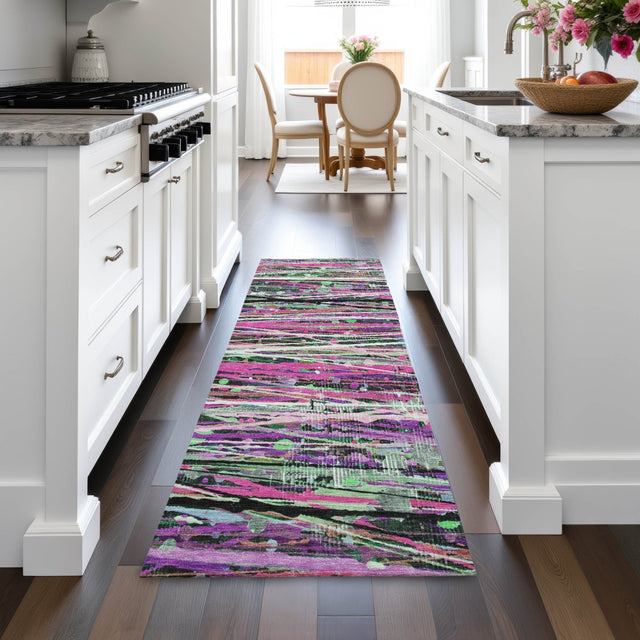 Addison Chantille ACN2125 Stripes Machine Made Transitional Pink Rug