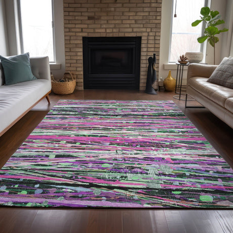 Addison Chantille ACN2125 Stripes Machine Made Transitional Pink Rug
