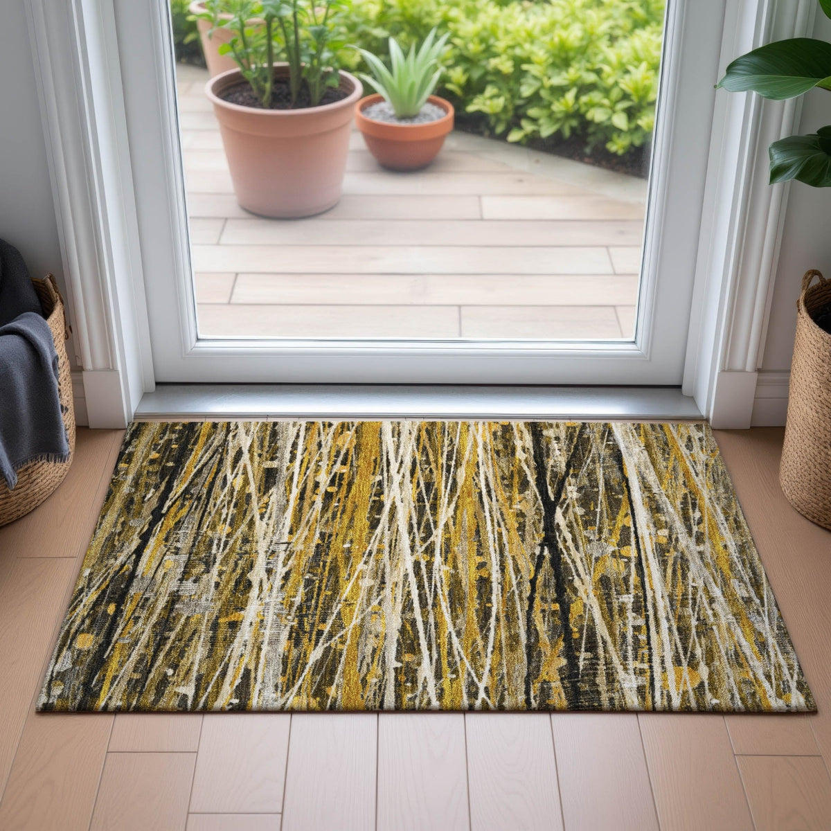 Addison Chantille ACN2126 Stripes Machine Made Transitional Brown Rug