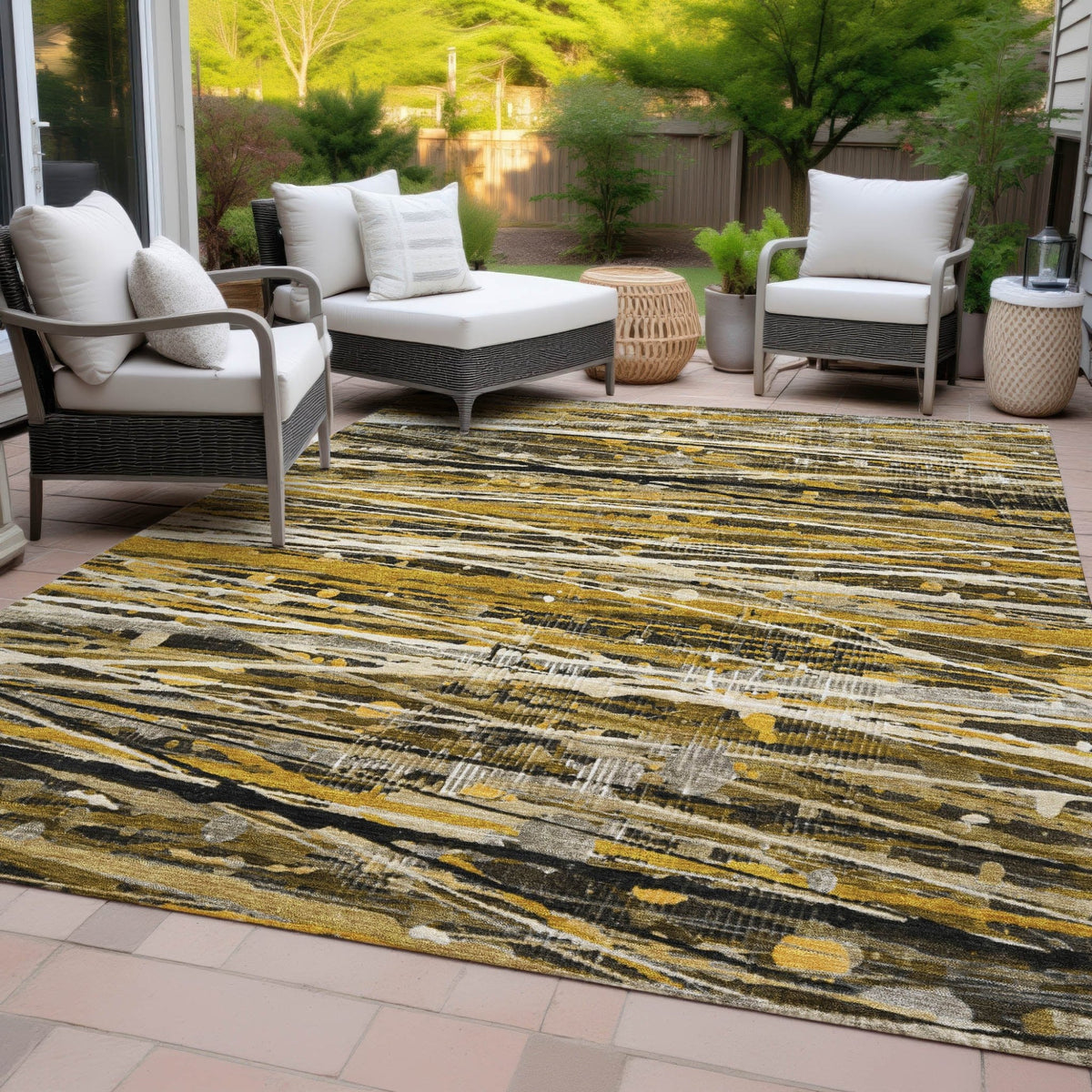 Addison Chantille ACN2126 Stripes Machine Made Transitional Brown Rug