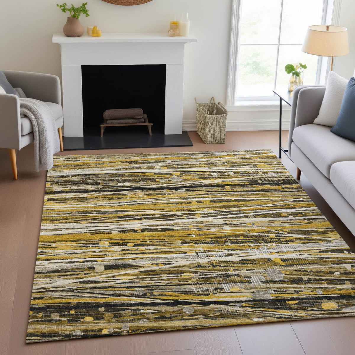 Addison Chantille ACN2126 Stripes Machine Made Transitional Brown Rug