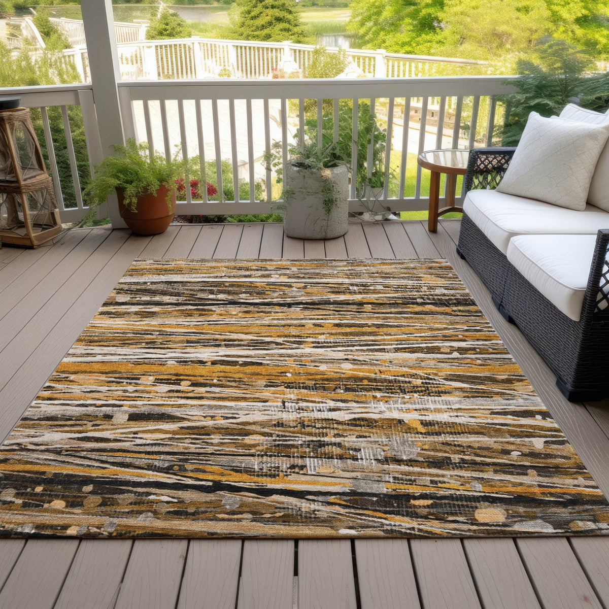 Addison Chantille ACN2126 Stripes Machine Made Transitional Copper Rug