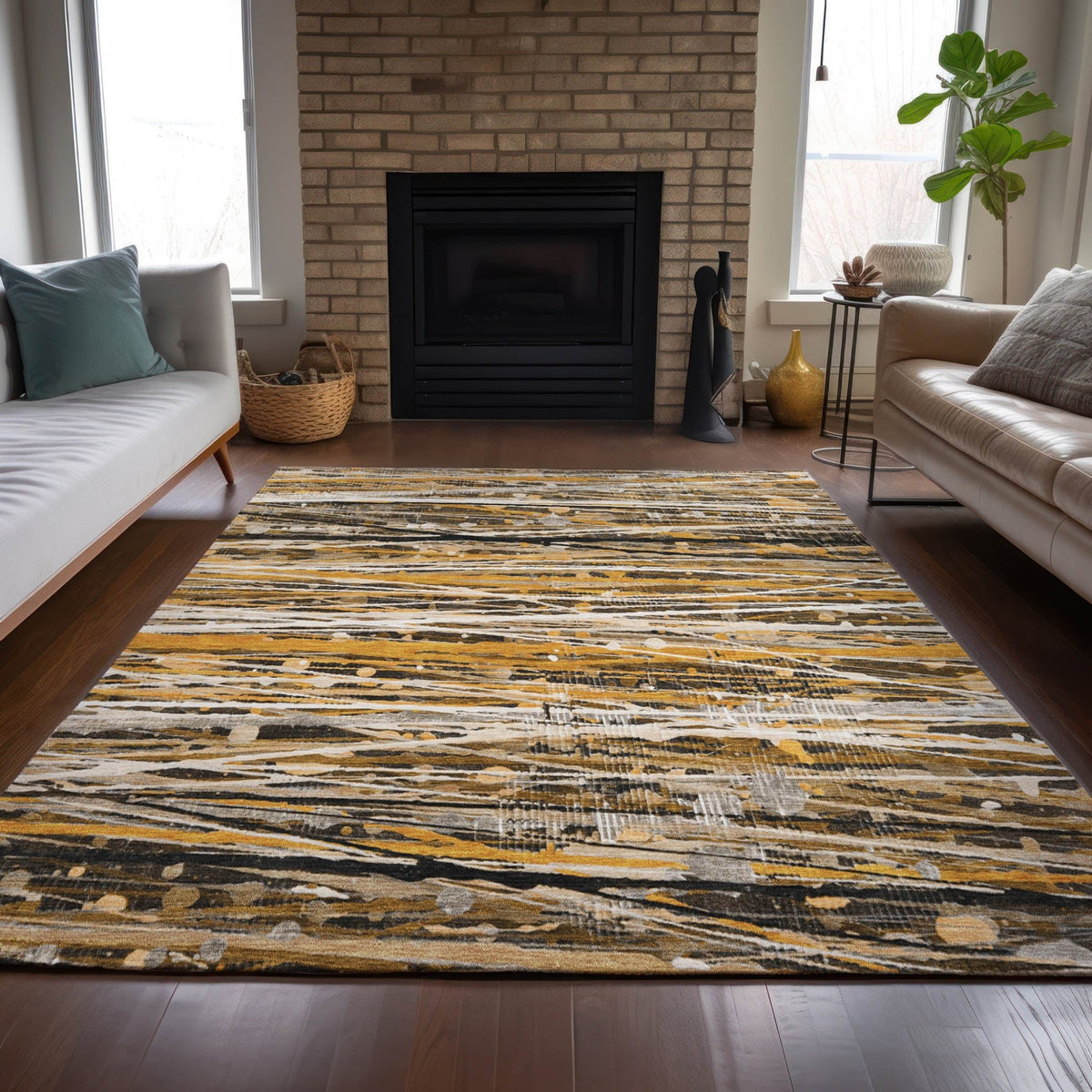 Addison Chantille ACN2126 Stripes Machine Made Transitional Copper Rug