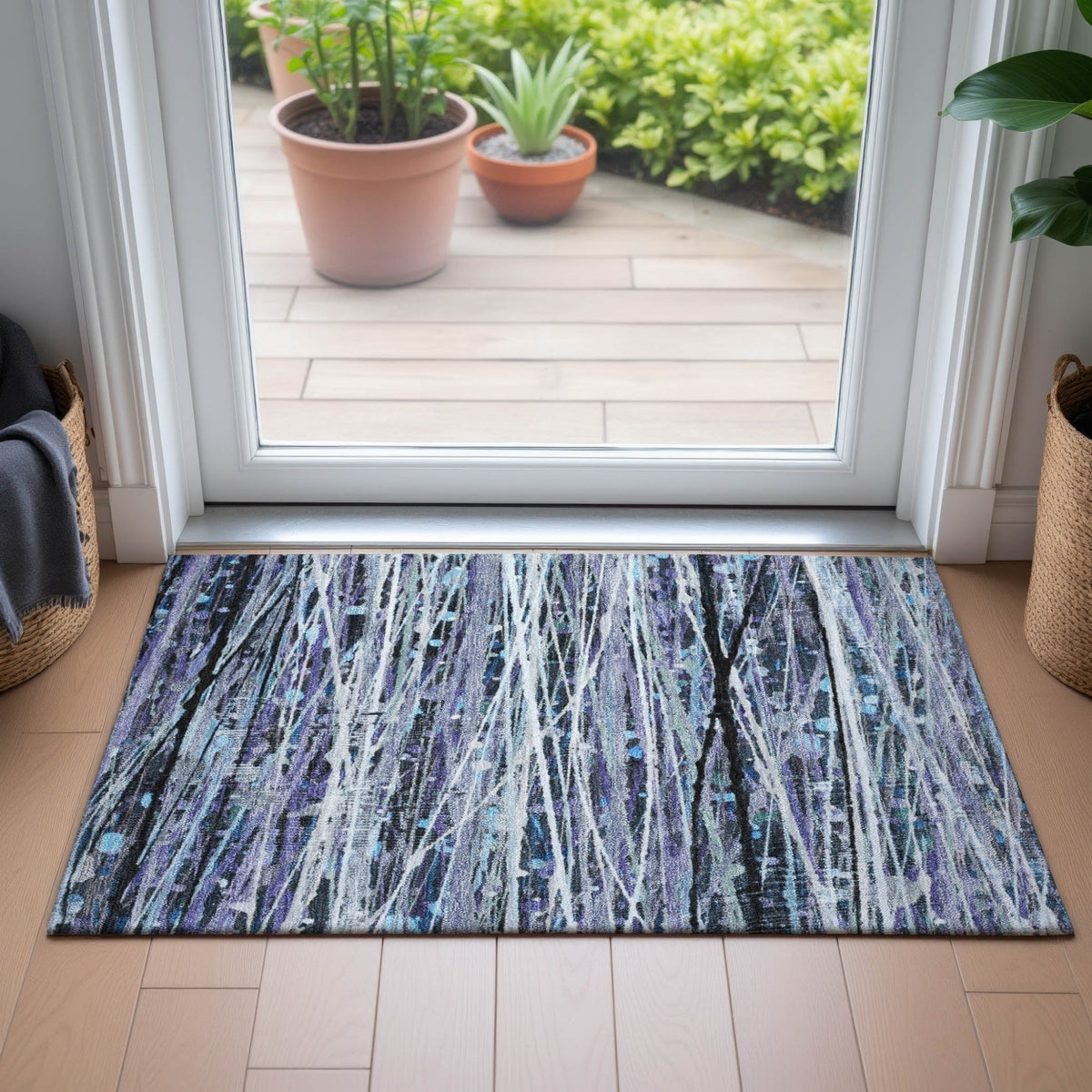 Addison Chantille ACN2126 Stripes Machine Made Transitional Purple Rug