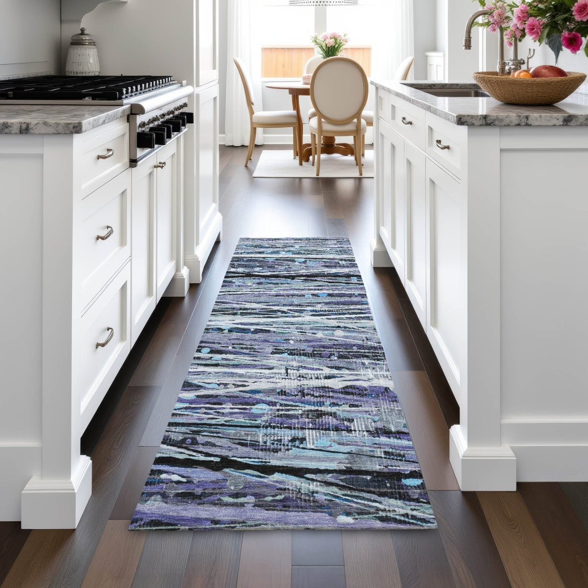 Addison Chantille ACN2126 Stripes Machine Made Transitional Purple Rug
