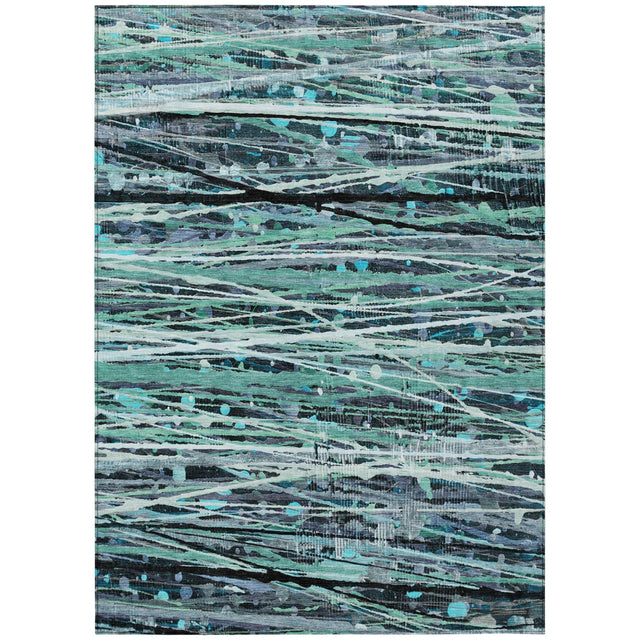 Addison Chantille ACN2126 Stripes Machine Made Transitional Teal Rug