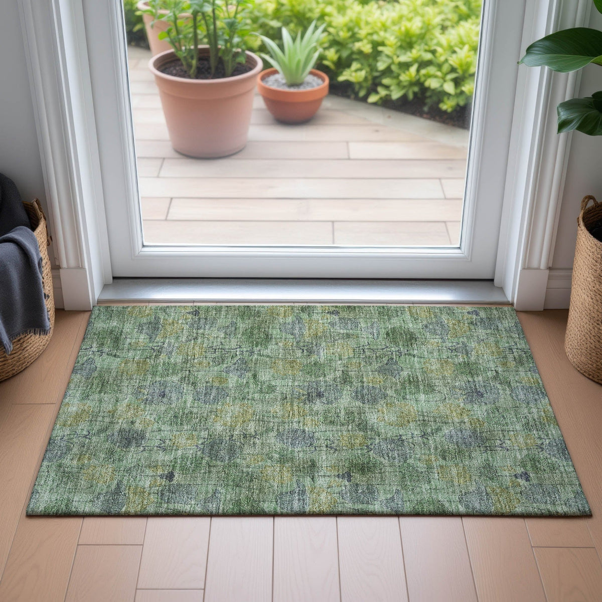 Addison Chantille ACN2128 Floral Machine Made Transitional Aloe Rug