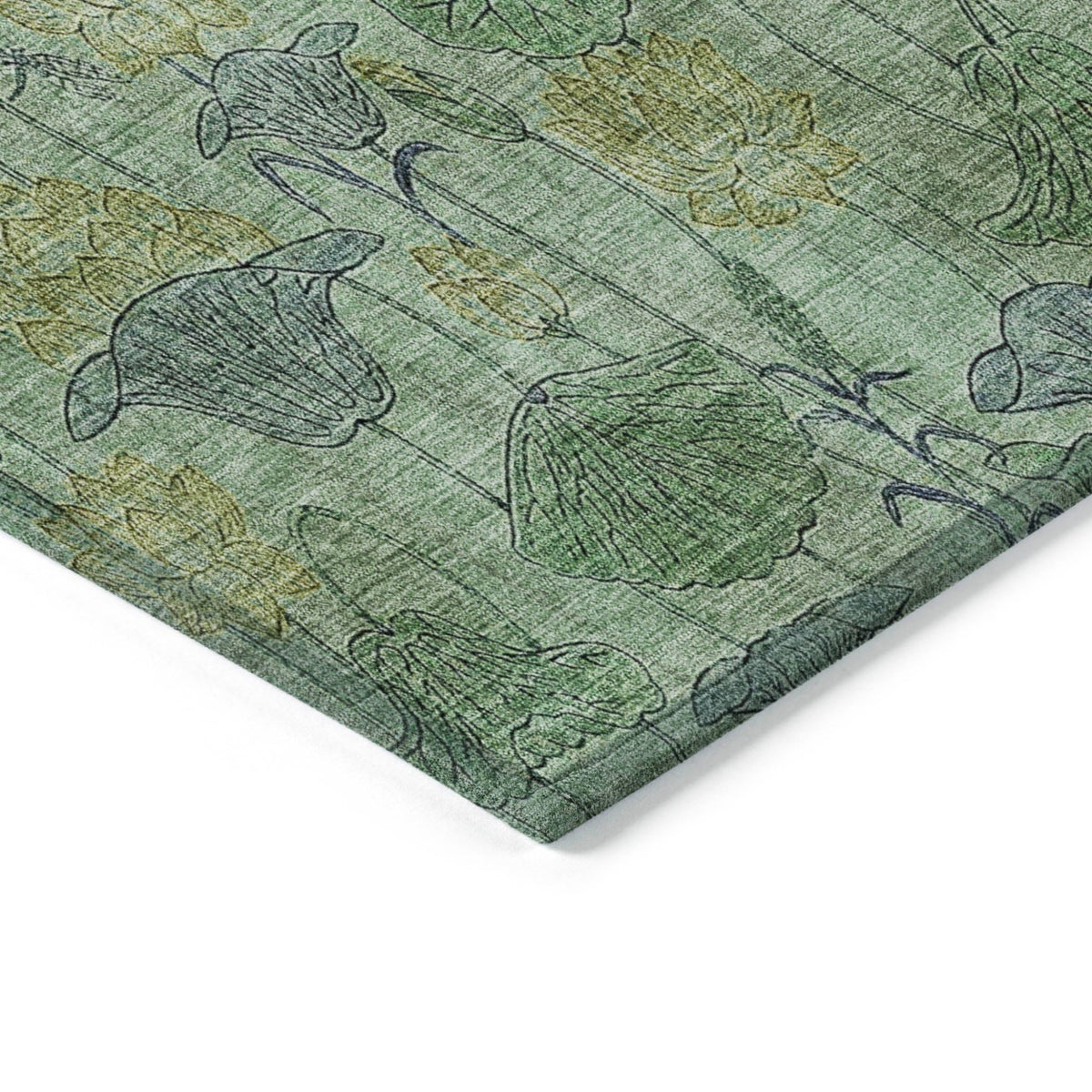 Addison Chantille ACN2128 Floral Machine Made Transitional Aloe Rug