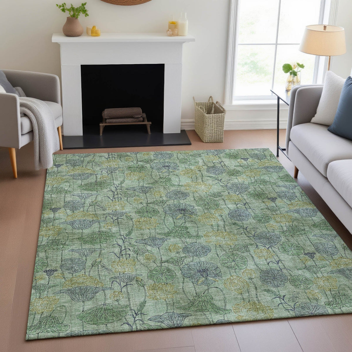 Addison Chantille ACN2128 Floral Machine Made Transitional Aloe Rug