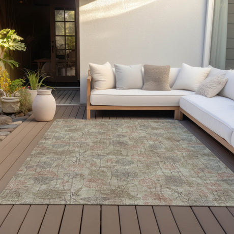 Addison Chantille ACN2128 Floral Machine Made Transitional Brown Rug