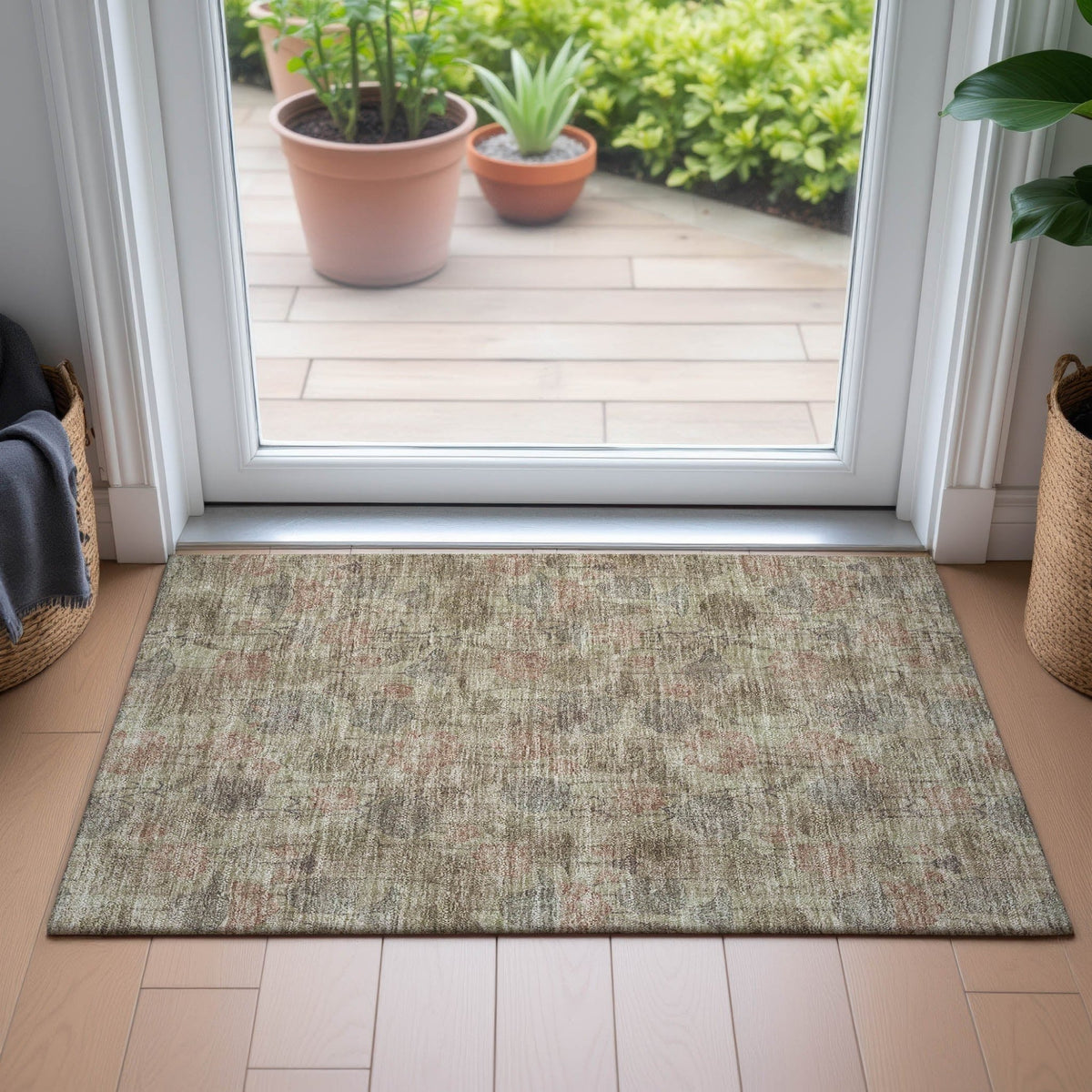 Addison Chantille ACN2128 Floral Machine Made Transitional Brown Rug
