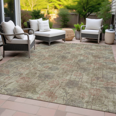 Addison Chantille ACN2128 Floral Machine Made Transitional Brown Rug