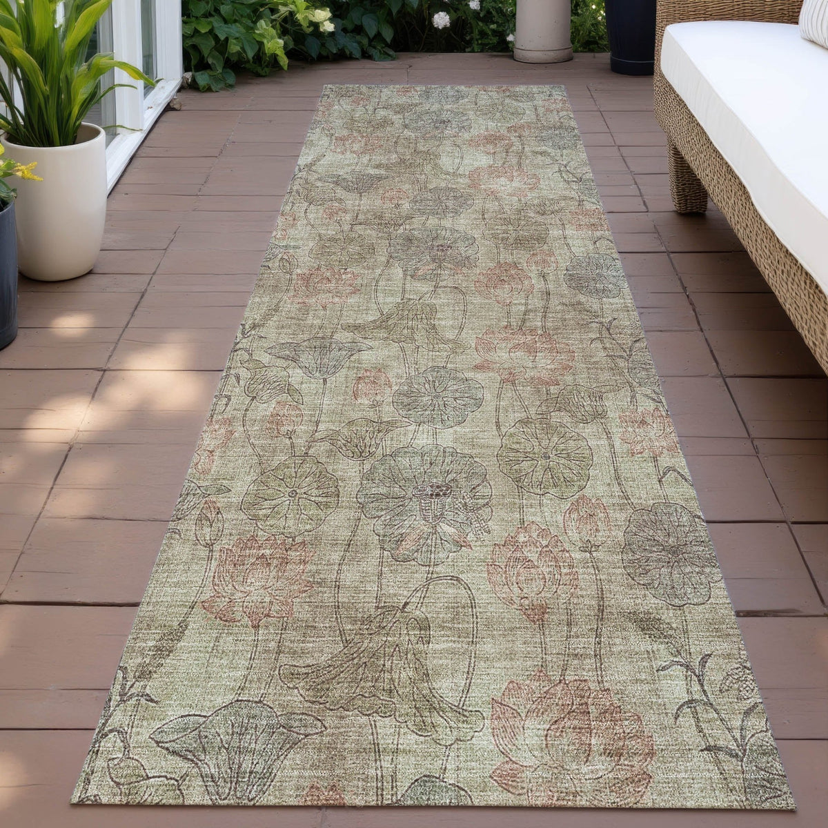 Addison Chantille ACN2128 Floral Machine Made Transitional Brown Rug