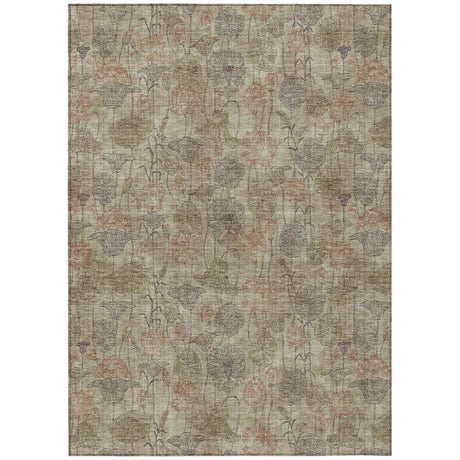 Addison Chantille ACN2128 Floral Machine Made Transitional Brown Rug
