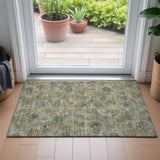 Addison Chantille ACN2128 Floral Machine Made Transitional Khaki Rug