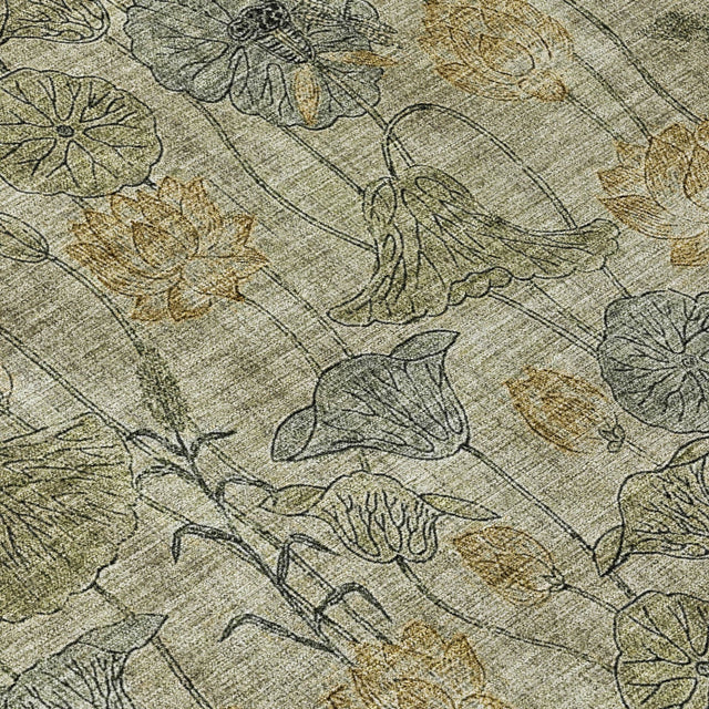 Addison Chantille ACN2128 Floral Machine Made Transitional Khaki Rug