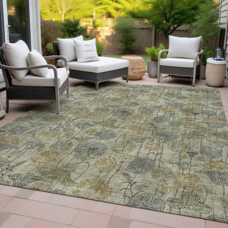 Addison Chantille ACN2128 Floral Machine Made Transitional Khaki Rug