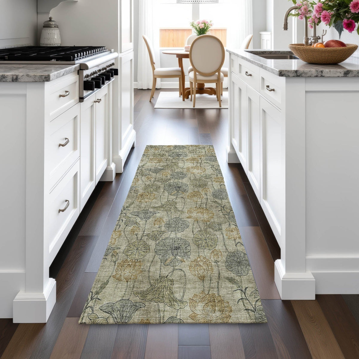 Addison Chantille ACN2128 Floral Machine Made Transitional Khaki Rug