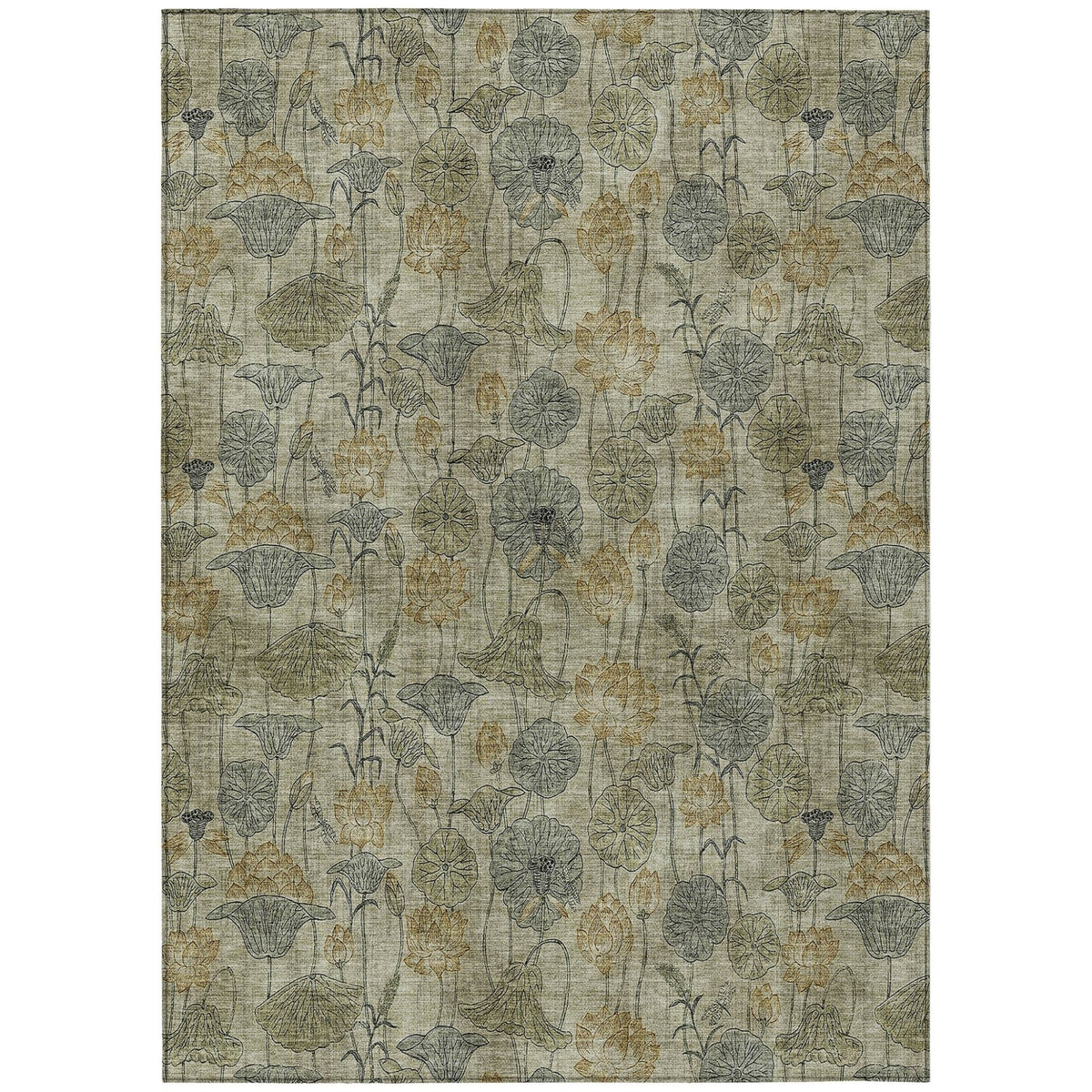 Addison Chantille ACN2128 Floral Machine Made Transitional Khaki Rug