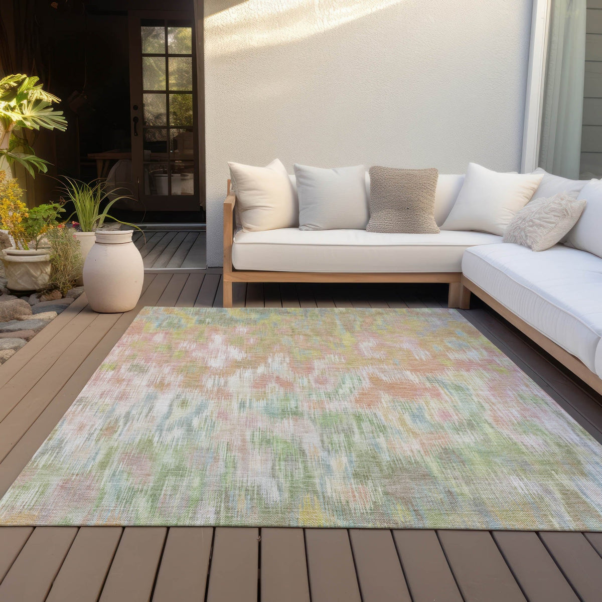 Addison Chantille ACN2129 Abstract Machine Made Transitional Coral Rug