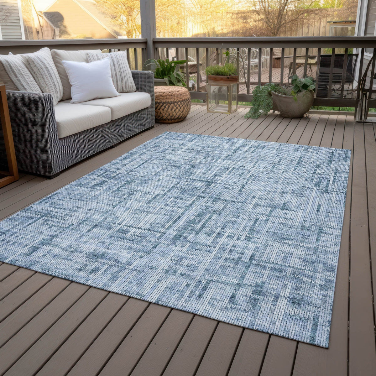 Addison Chantille ACN2130 Stripes Machine Made Transitional Blue Rug