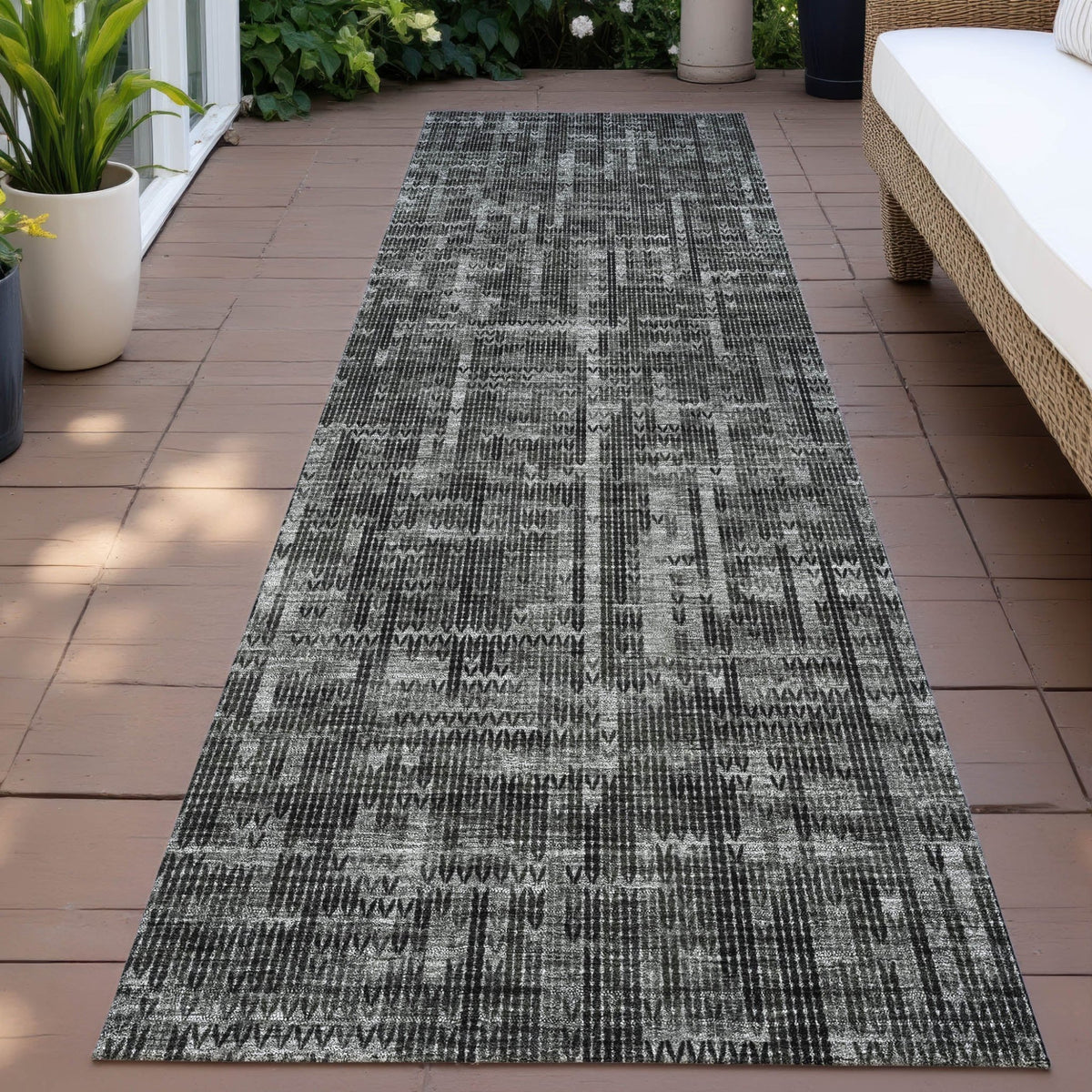 Addison Chantille ACN2130 Stripes Machine Made Transitional Charcoal Rug