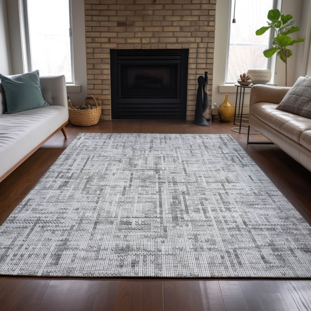 Addison Chantille ACN2130 Stripes Machine Made Transitional Gray Rug