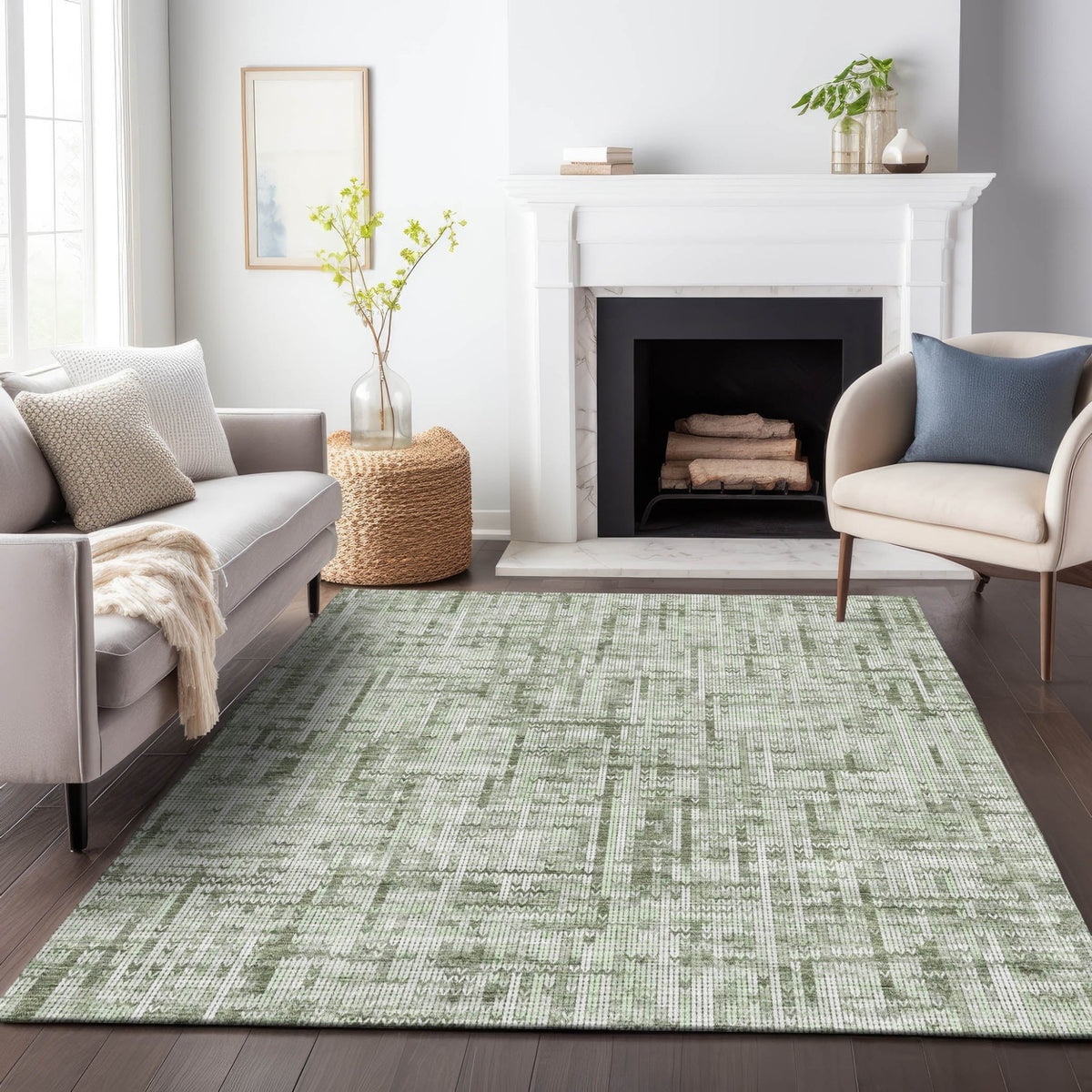 Addison Chantille ACN2130 Stripes Machine Made Transitional Green Rug