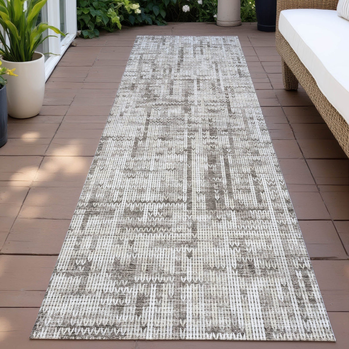 Addison Chantille ACN2130 Stripes Machine Made Transitional Taupe Rug