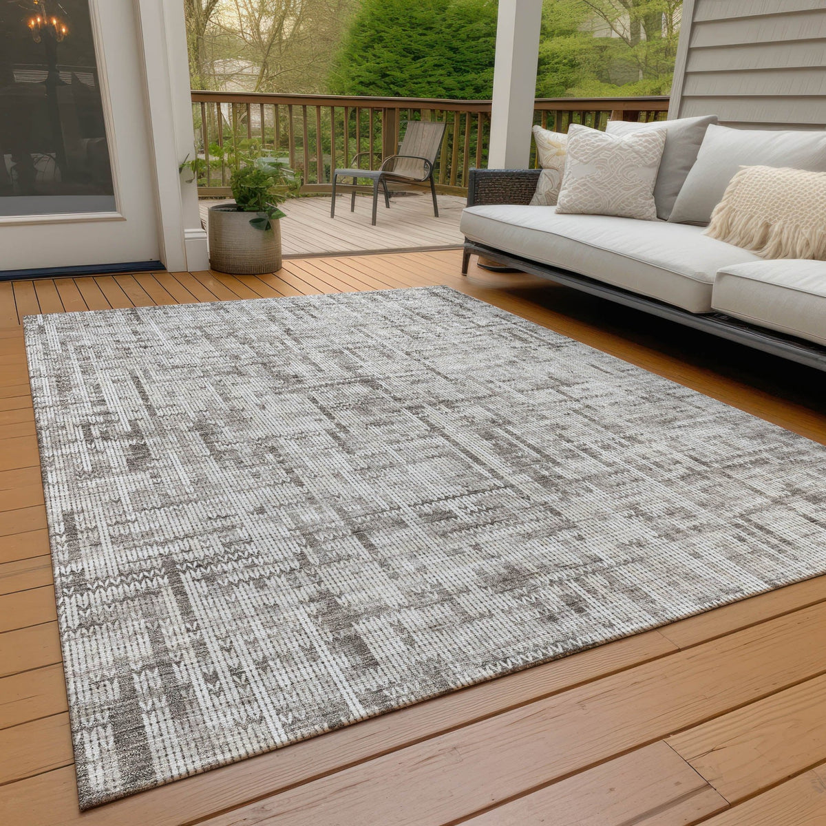 Addison Chantille ACN2130 Stripes Machine Made Transitional Taupe Rug