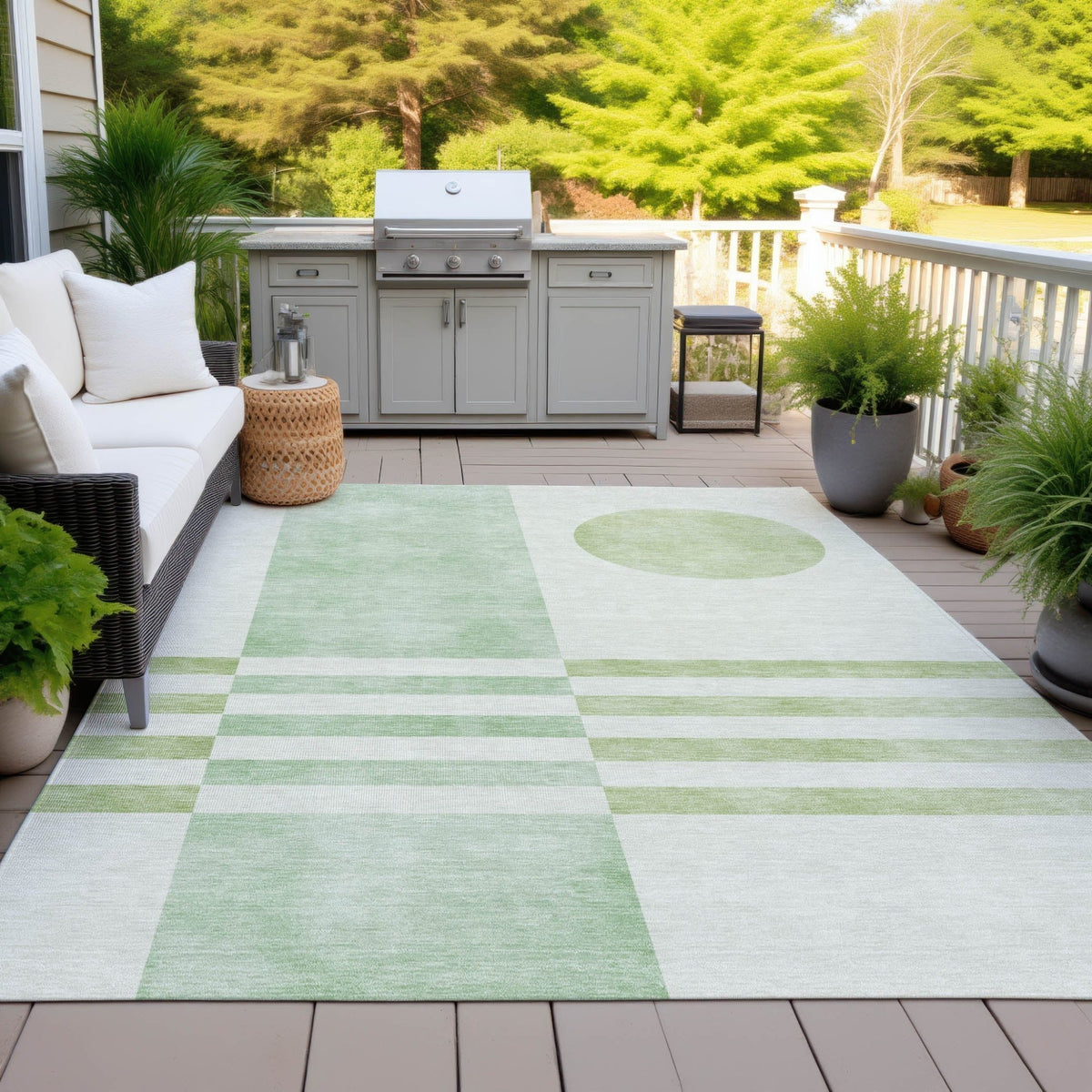 Addison Chantille ACN2131 Geometric Machine Made Transitional Green Rug