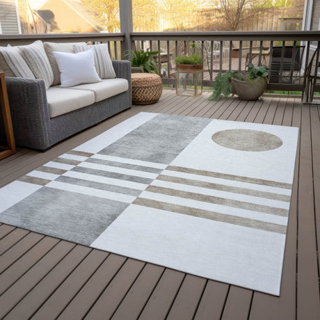Addison Chantille ACN2131 Geometric Machine Made Transitional Ivory Rug