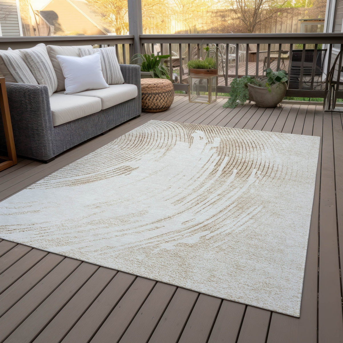 Addison Chantille ACN2133 Swirls Machine Made Transitional Brown Rug