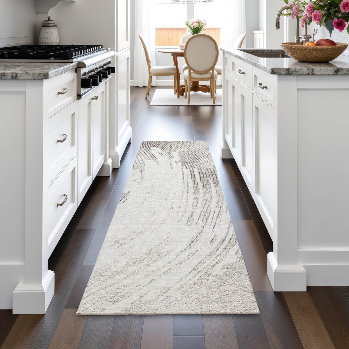 Addison Chantille ACN2133 Swirls Machine Made Transitional Ivory Rug