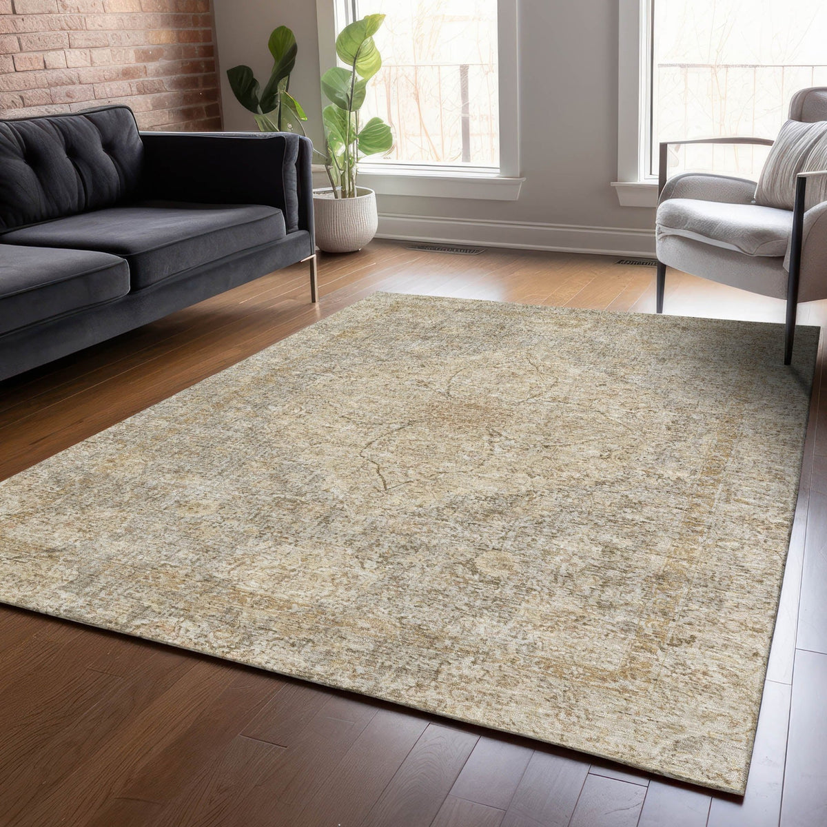 Addison Chantille ACN2136 Global Machine Made Traditional Beige Rug