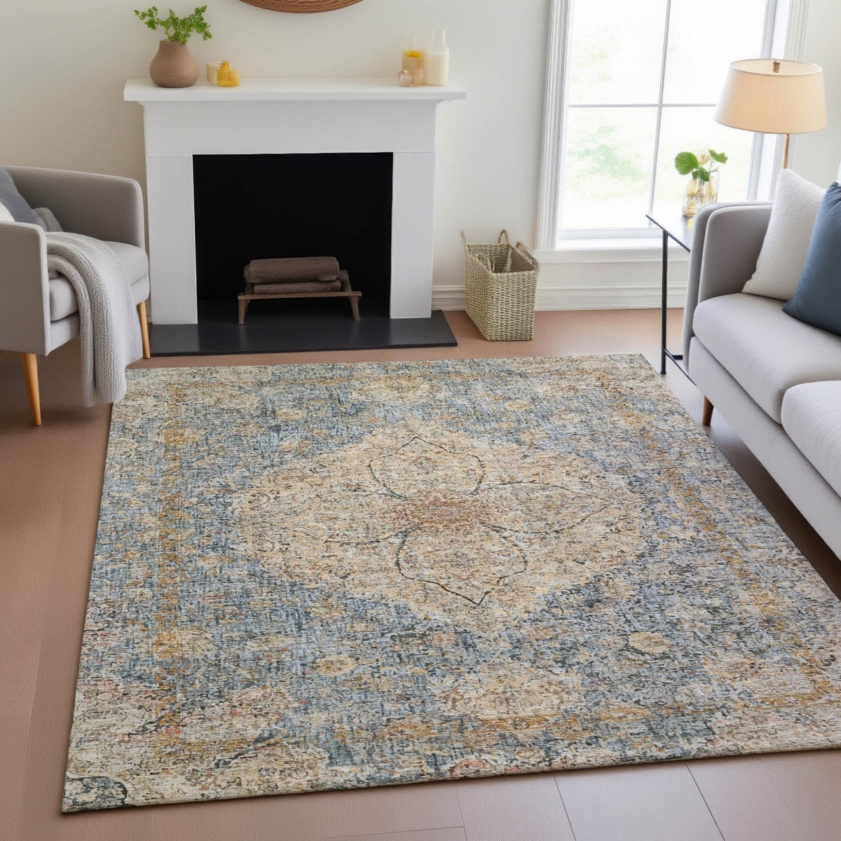 Addison Chantille ACN2136 Global Machine Made Traditional Blue Rug