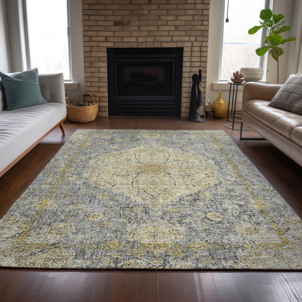 Addison Chantille ACN2136 Global Machine Made Traditional Pewter Rug