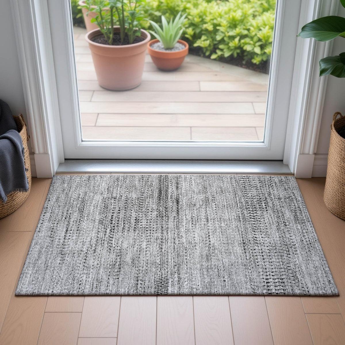 Addison Chantille ACN2137 Stripes Machine Made Transitional Gray Rug