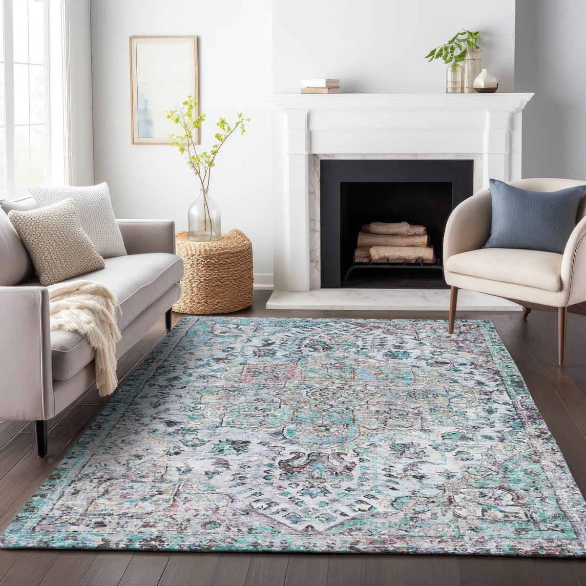 Addison Chantille ACN2138 Global Machine Made Traditional Sky Rug