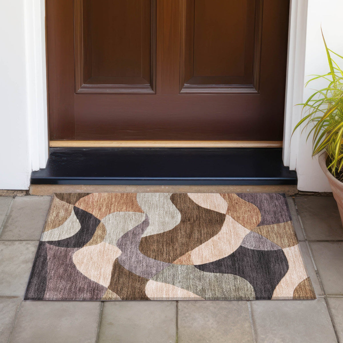 Addison Chantille ACN2141 Abstract Machine Made Transitional Chocolate Rug