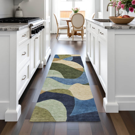 Addison Chantille ACN2141 Abstract Machine Made Transitional Green Rug