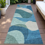 Addison Chantille ACN2141 Abstract Machine Made Transitional Teal Rug