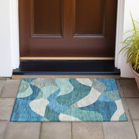 Addison Chantille ACN2141 Abstract Machine Made Transitional Teal Rug