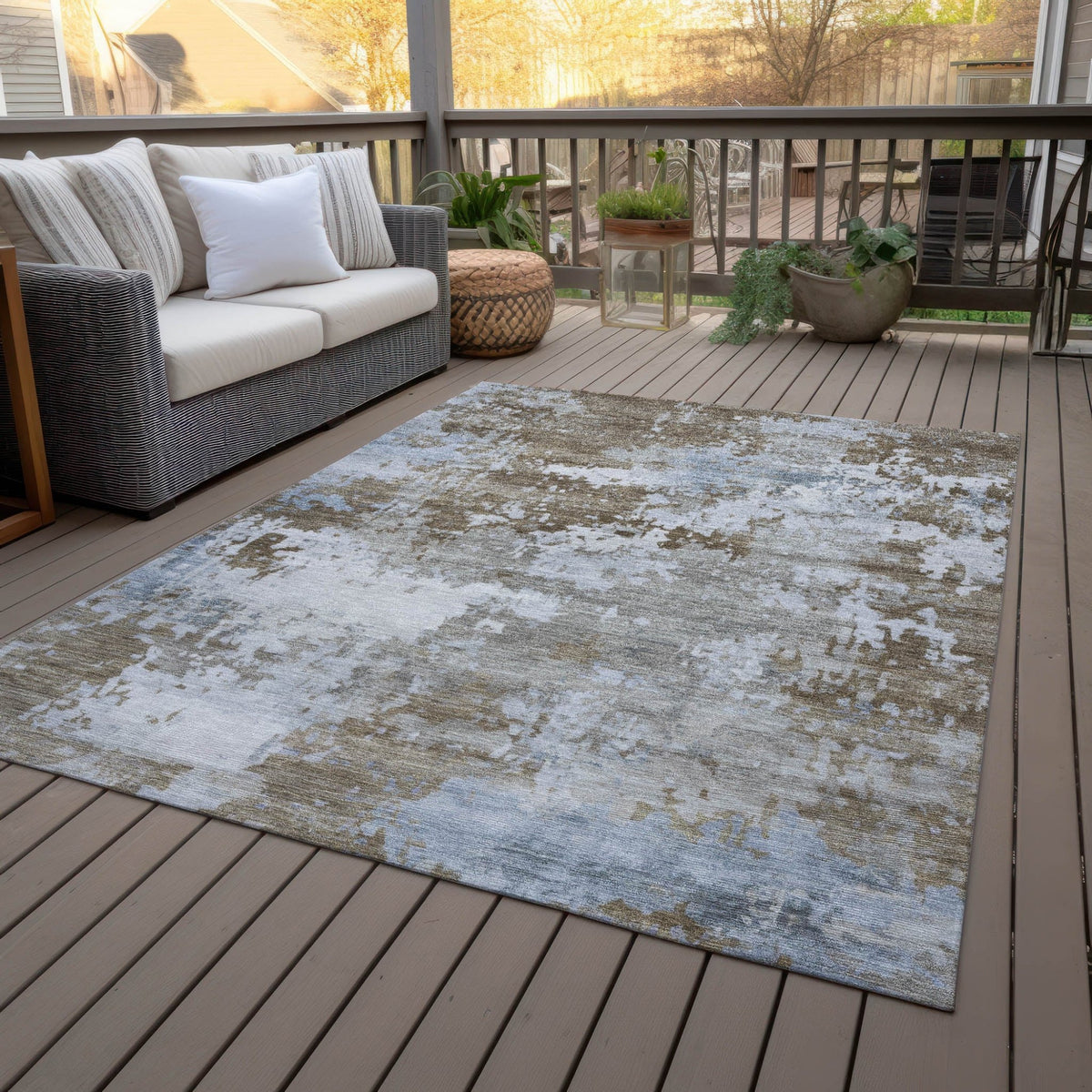 Addison Chantille ACN2142 Abstract Machine Made Transitional Chocolate Rug